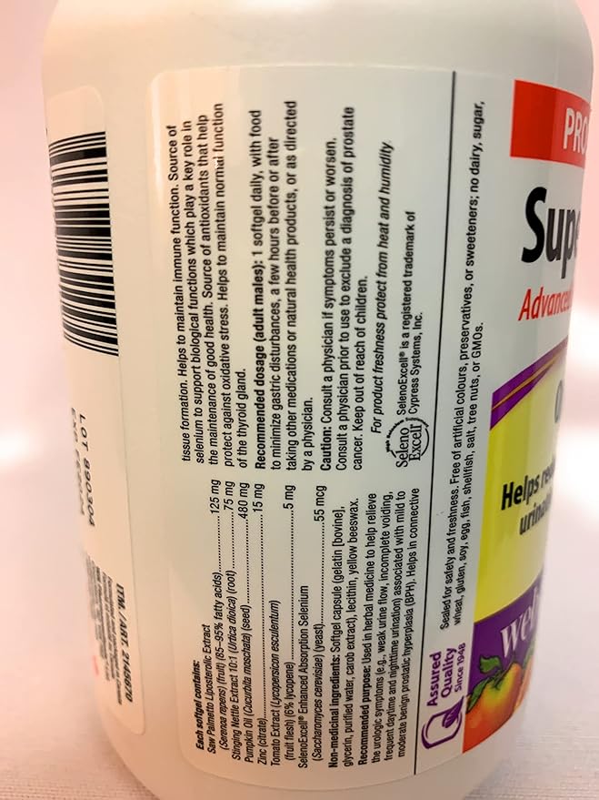 Webber Naturals Super Prostate One Per Day 180 softgels