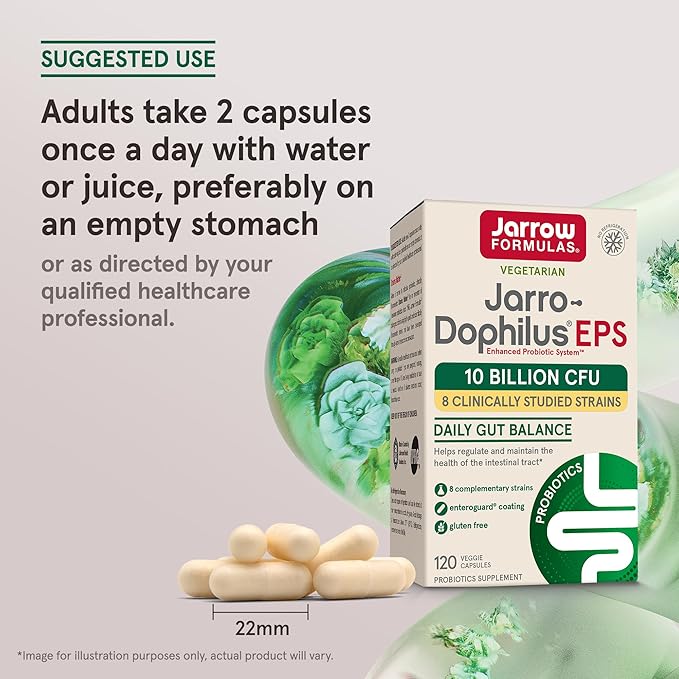 Jarrow Formulas Jarro Dophilus Probiotics 10 Billion CFU - Probiotic Supplement Capsules for Digestive Health &amp Gut Health for Women and Men 120 Veggie Capsules Up to 60 Days Shelf Stable