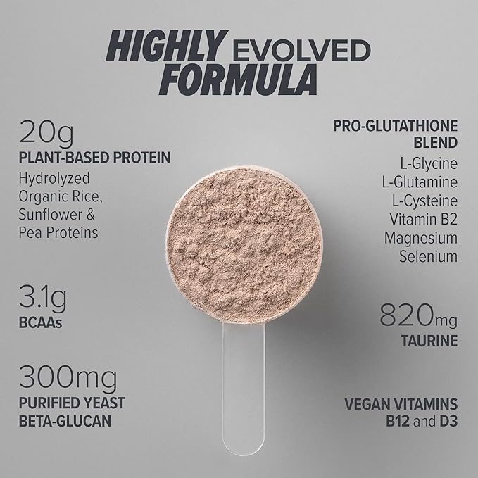 Essential Nutrition - Immuno Vegan - Plant-Based Protein Powder 16g Protein Per Serving Added Amino Acids &amp Multivitamin - Beta Glucan Glutathione Production - Chocolate - 18.2oz