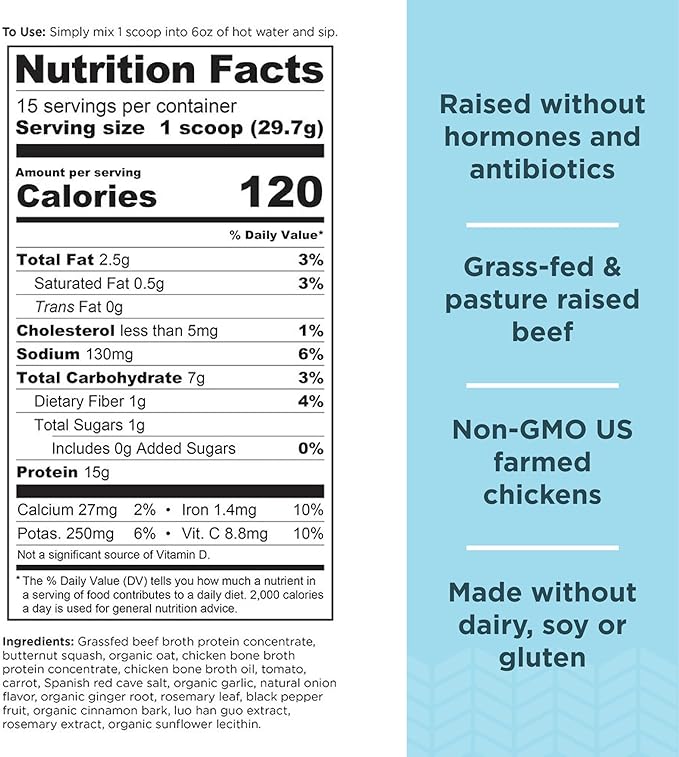 Ancient Nutrition Bone Broth Protein Powder Tomato Basil 15 Servings + Bone Broth Protein Powder Butternut Squash 15 Servings