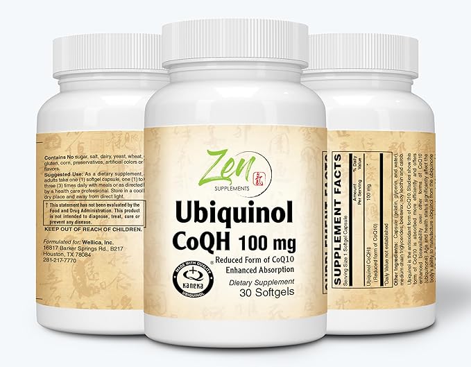 Zen Supplements Ubiquinol Coq H 100mg - 30-Softgel