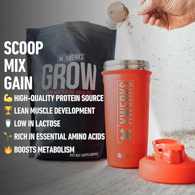 XWERKS Grow Whey Protein Powder 25g Pure Isolate Protein from New Zealand Grass Fed Cows Builds Strength and Speeds Recovery Paleo and Keto Friendly Soy and Gluten Free Peanut Butter 30 Servings