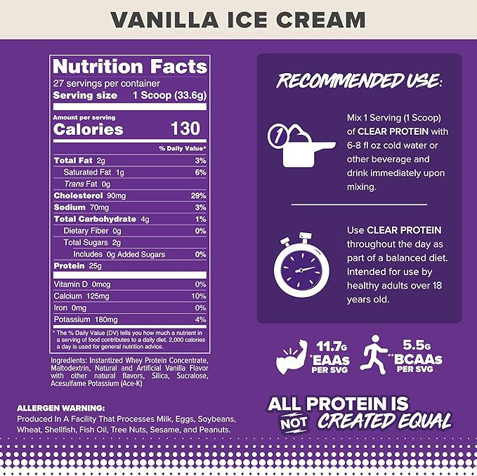 FINAFLEX CLEAR PROTEIN Vanilla - 2 lb - Promotes Muscular Performance &amp Growth - Milkshake-Like Taste - Low Carb Low Fat &amp Gluten Free - 27 Servings