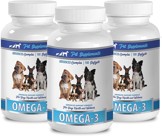 pet Health Care - Omega 3 - Advanced Complex - Health &amp Wellness - for Dogs - Dog Heart Support - 3 Bottle (540 Softgels)