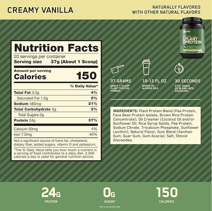 Optimum Nutrition Gold Standard 100% Plant Based Protein Powder Creamy Vanilla 20 Servings + Healthy Delights Nature Fuel Power Beets Powder Acai Berry Pomegranate 30 Servings (Packaging May Vary)
