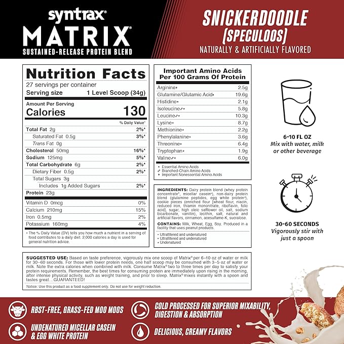 Syntrax Nutrition Matrix - Sustained-Release Protein Blend Snickerdoodle 2 lbs. Real Cookie Pieces