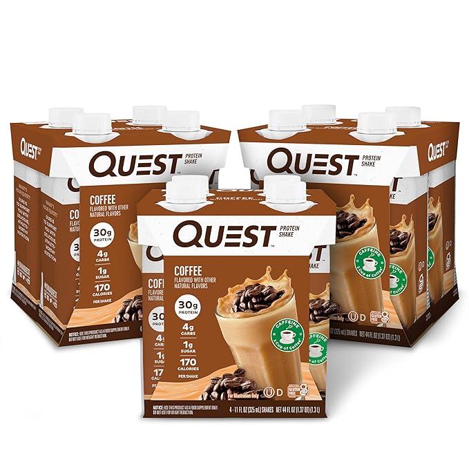 Quest Nutrition Ready to Drink Coffee Protein Shake 30g Protein 4g Carb 1g Sugar Gluten Free Keto Friendly 4 Count (Pack of 3)