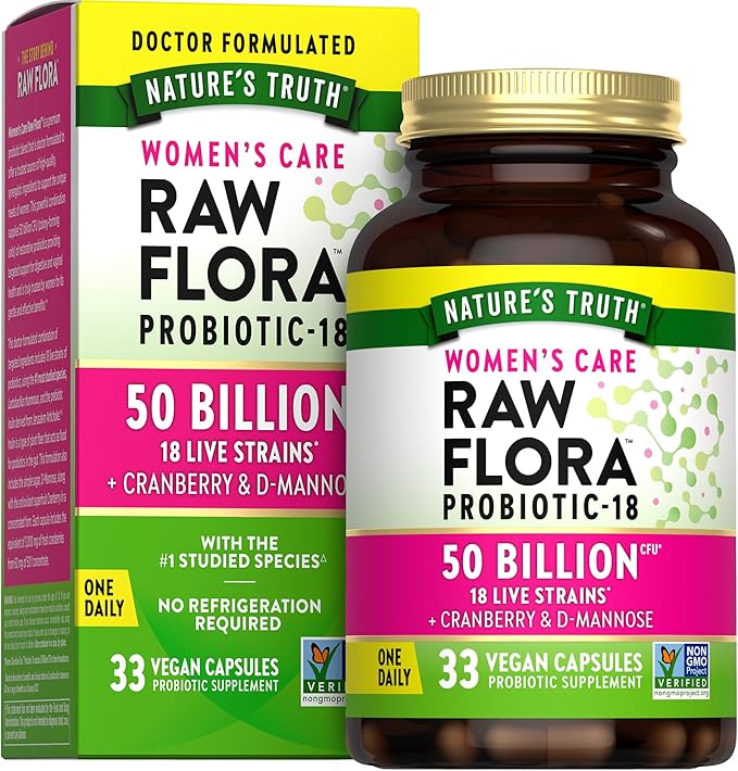 Probiotics for Women | 50 Billion CFU | 33 Capsules | with Cranberry and D-Mannose | Vegan Non-GMO &amp Gluten Free Supplement