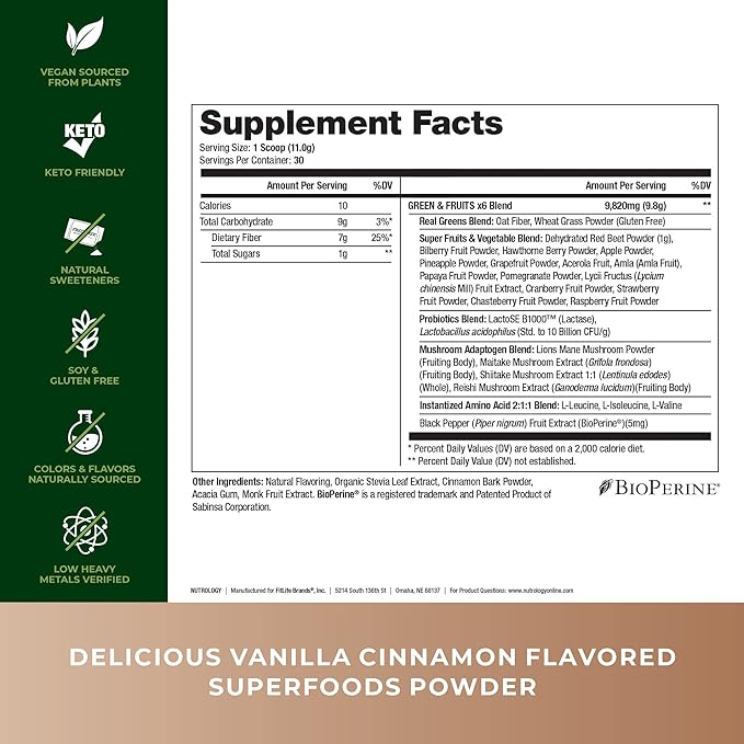Nutrology TRIPACT Protein Powder 7-in-1 Meal Replacement Shake Creamy Chocolate (40 Servings) Greens &amp Fruits Powder-Naturally Sourced Superfood Vanilla Cinnamon (30 Servings)