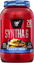 BSN SYNTHA-6 Premium Protein Powder with 6g of Fiber Whey Protein Micellar Casein Milk Protein Isolate Blend 5g Fat Blueberry Pancake 28 Servings (Packaging May Vary)