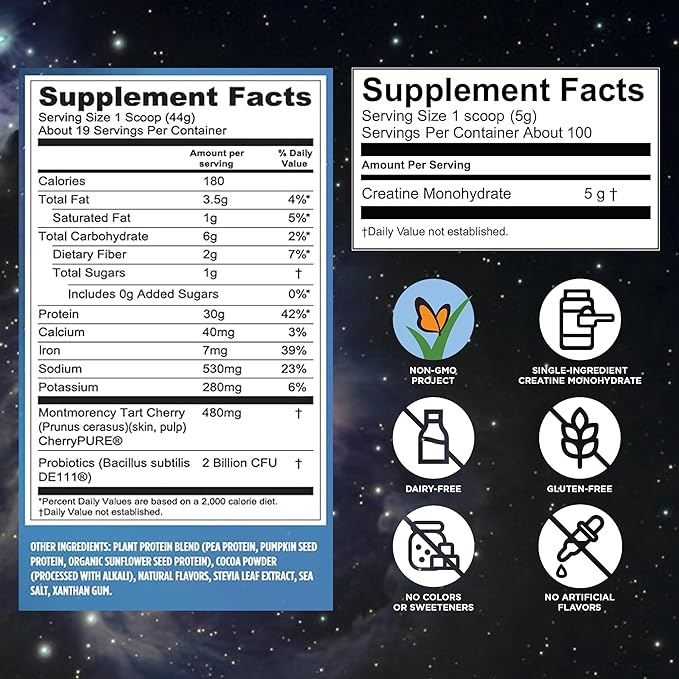 Vega Creatine Monohydrate Powder 17.6oz (100 Servings) Sport Protein &amp Recovery Chocolate Protein Powder 1.8lbs - Plant-Based Protein and Muscle Support