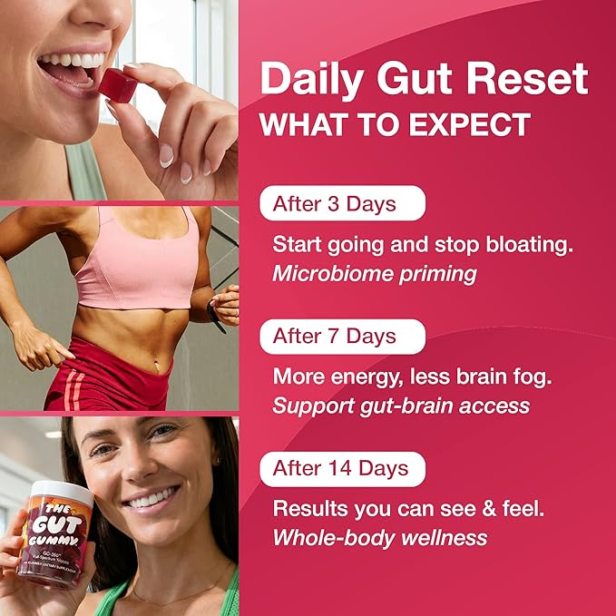 Gut Health for Women &amp Men Pre Post Probiotics Gummies for Digestive Health Constipation Tribiotics for Bloating Immune Support Skin &amp Belly Fat Wellness Tart Cherry – 60 Count