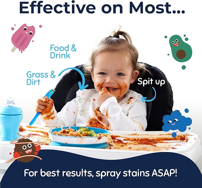 Miss Mouth's Messy Eater Stain Treater - 32oz Refill - Newborn &amp Baby Essentials - No Dry Cleaning Food Grease Coffee Off Laundry Underwear Fabric