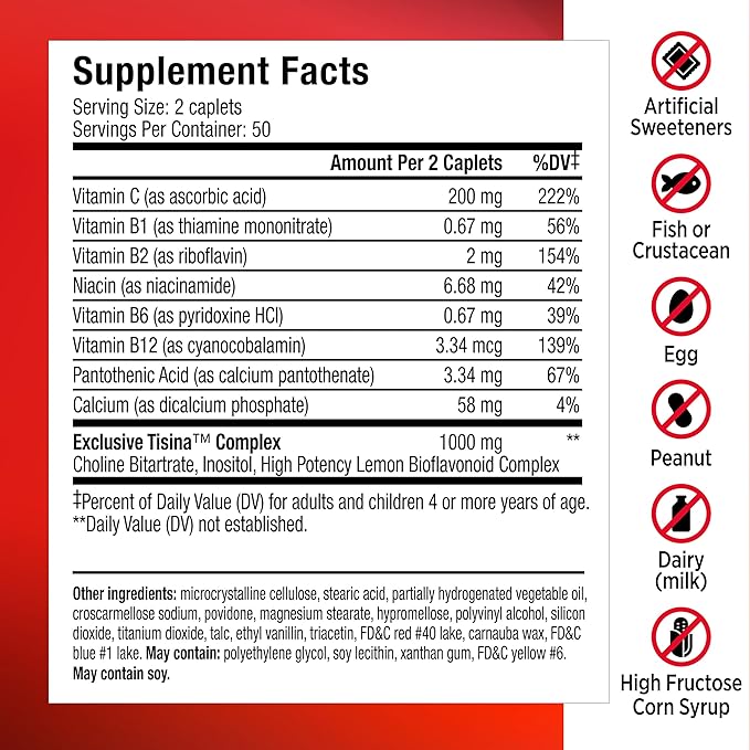 Lipo Flavonoid Ear Ringing - Doctor-Recommended for Ringing Ears – Clinically Proven Lemon Bioflavonoid Complex with Vitamins C B1 B2 B6 B12 &amp Calcium - 100 Caplets