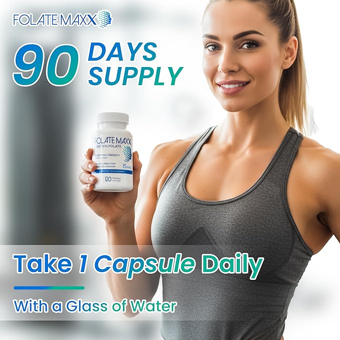 FolateMaxx L-Methylfolate 15mg 120 Capsules – Doctor Formulated Methyl Folate Supplement for Women &amp Men – High Potency 5-MTHF for Energy Mood &amp Focus – Non-GMO Gluten-Free (4-Month Supply)