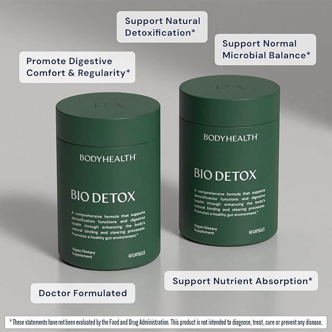 BodyHealth Bio Detox 300mg - Zeolite &amp Terra Clay Complex – Natural Detox Support with Fulvic &amp Humic Acids for Gut Balance and Cellular Protection - 60 Capsules