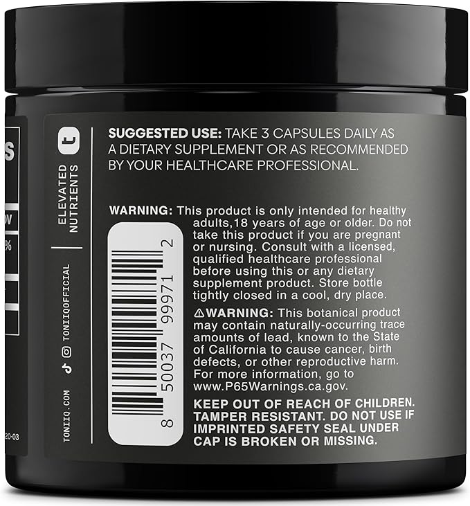 Toniiq 1500mg Ultra High Purity Ca AKG Supplement - 99%+ Highly Purified and Bioavailable Calcium Alpha-Ketoglutarate - Calcium AKG Longevity Supplement - 120 Ca-AKG Vegetarian Capsules