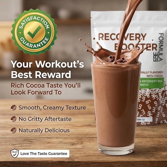 Recovery Booster – Vegan High Protein Recovery Mix – Post-Exercise Shake with 20g Protein &amp 60g Carbs – 3:1 Carb-to-Protein Ratio – 3 lb – Gluten &amp Allergen Free – Cocoa Flavor
