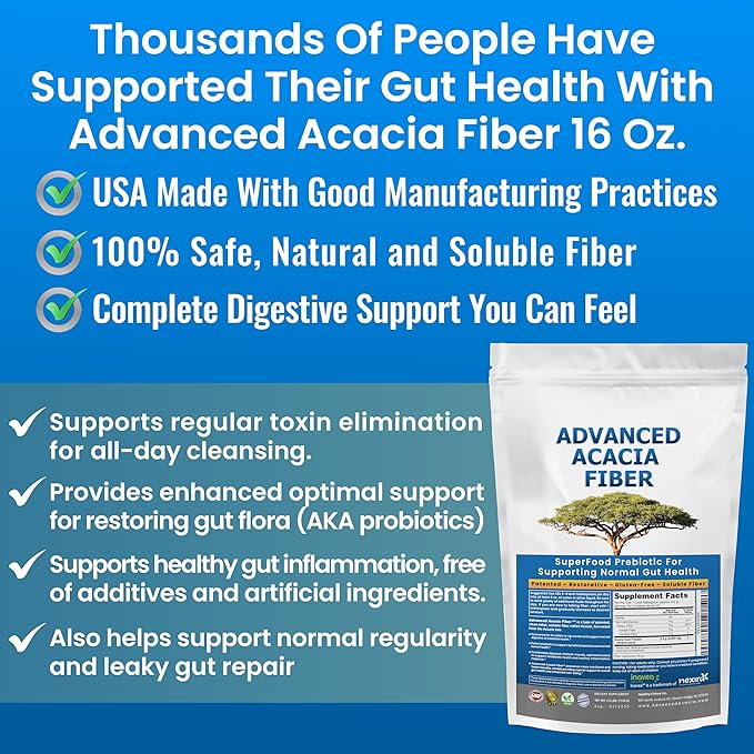 Advanced Acacia Fiber Powder Bundle 2.5 Ibs (40oz) Soluble Fiber Leaky Gut Repair Powder + DGL Licorice Supplement: Stomach Relief Leaky Gut Repair DGL Powder for Digestive Restoration Acid Relief