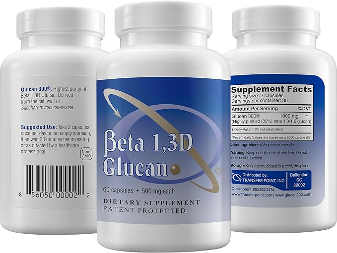 Transfer Point Immune Support Supplement Highly Purified Beta Glucan 500 mg per Capsule (Pack of 1 - b-glucan Fiber)