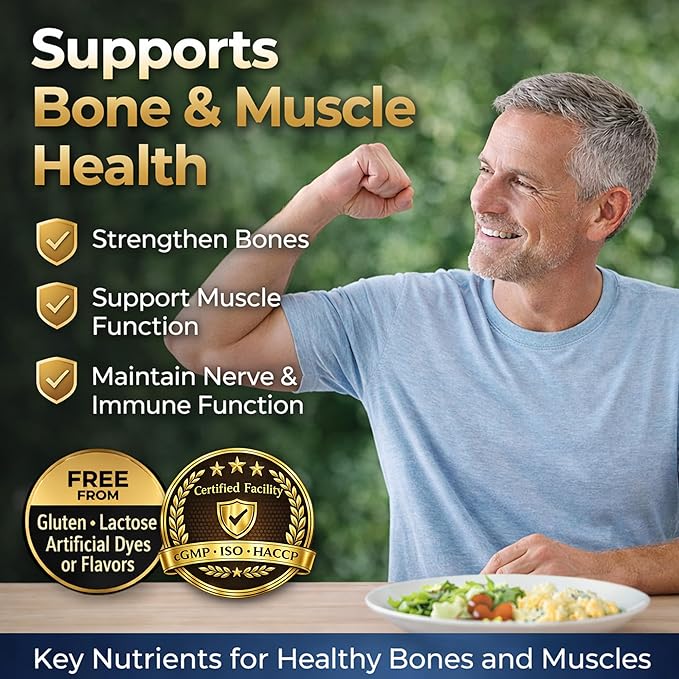 Calcium Magnesium Zinc &amp Vitamin D3.LUAL Calcium Magnesium Zinc with Vitamin D – Bone &amp Muscle Support Supplement for Adults 250 Coated Caplets Dietary Supplement 250 Count