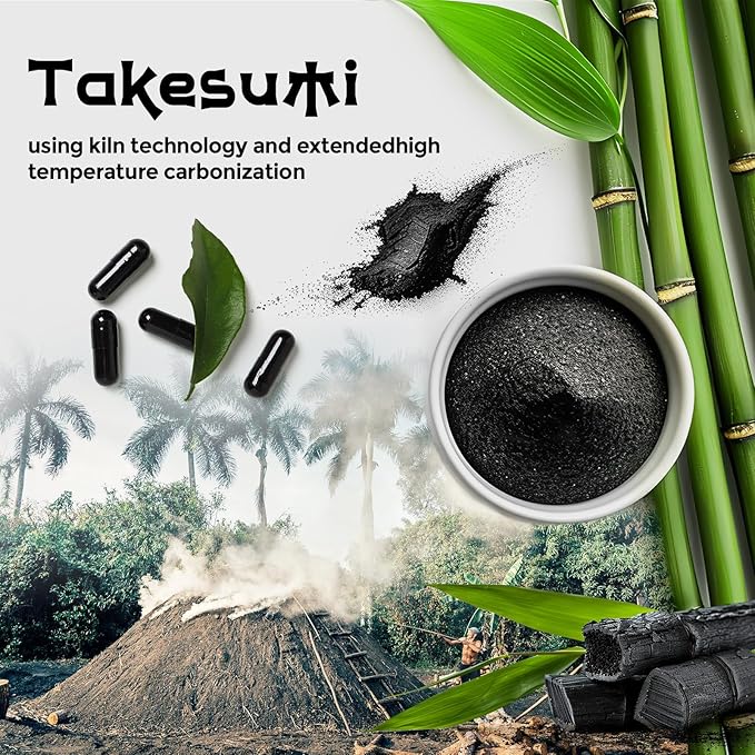 Takesumi Activated Charcoal 2000mg – Activated Charcoal from Bamboo for Max Absorption Detox &amp Gut 120 Vegan Capsules