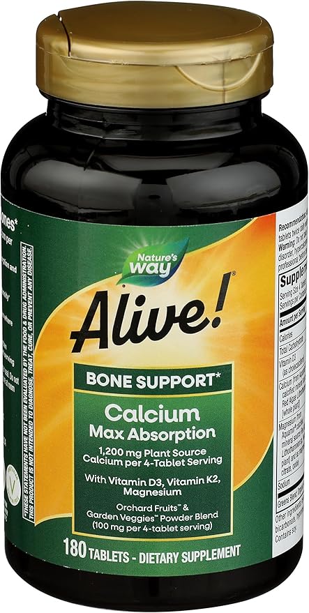 Nature's Way Nature's Way Alive! Calcium Bone Formula Max Absorption Plant Source Calcium 180 Tablets 180 Count