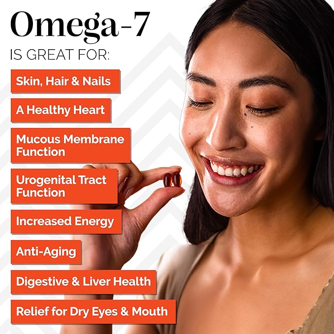 sibu Sea Buckthorn Omega-7 Softgels (90-Day Refill Sachet) – Supplement for Healthy Skin Hair Nails and Dryness