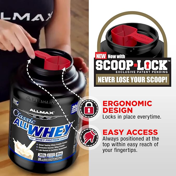 ALLMAX Classic ALLWHEY Chocolate Peanut Butter - 5 lb - 30 Grams of Protein Per Scoop - Gluten Free - Approx. 49 Servings