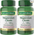 Nature’s Bounty Magnesium Citrate High Absorption Magnesium Supplement for Whole Body Health with 150 mg Magnesium Vegetarian Gluten Free 90 Capsules (Pack of 2)