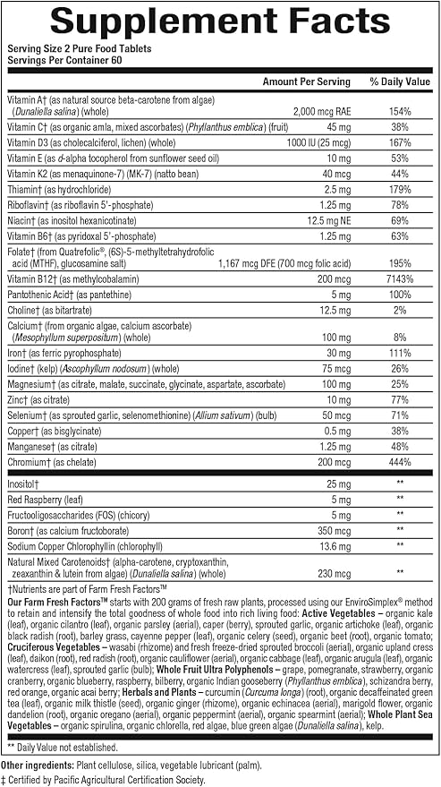Natural Factors Whole Earth &amp Sea Women's Prenatal Multivitamin and Mineral Whole Food Supplement Vegan 120 Tablets