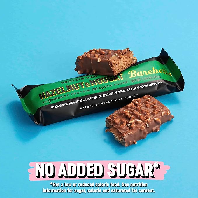 Barebells Protein Bars Hazelnut &amp Nougat - 12 Count 1.9oz Bars - Protein Snacks with 20g of High Protein - Chocolate Protein Bar with 1g of Total Sugars - On The Go Protein Snack &amp Breakfast