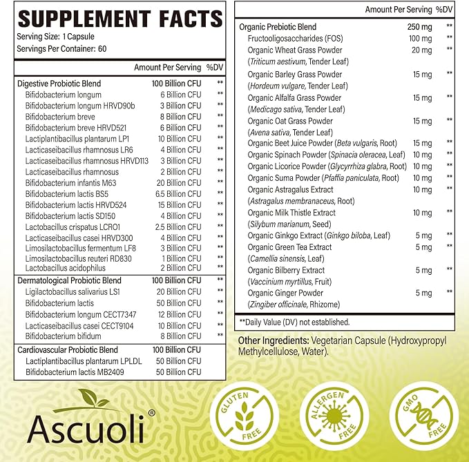 Probiotics for Women &amp Men - 300 Billion CFU 24 Strains + 15 Organic Herbs Prebiotics Blend Daily Probiotic for Digestive Health Immune Gut Bloating - 120 Vegetarian Capsule (120-Days Supply)