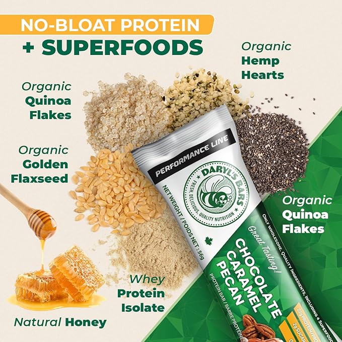 Daryl's Bars Chocolate Caramel Pecan On the Go Whey Protein Bars Gluten Free Low Sugar Protein Snack Meal Replacement Pack of 2