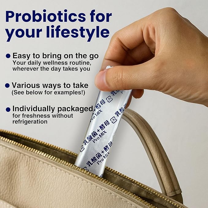 Pro Mix Kefir Probiotic Supplement with 12 Strains + Prebiotics for Gut &amp Immune Health | Travel-Friendly Powder Packs (30ct).
