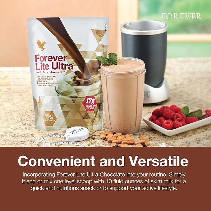 Forever Living - Lite Ultra Chocolate Protein Shake Mix with Aminotein Low Carb Drink for Lean Muscle Mass 13.2 oz