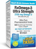 Natural Factors RxOmega-3 Ultra Strength - Brain &amp Heart Health Support - Eye Health Supplement with EPA &amp DHA - Supplement with Omega-3 Fatty Acids - 60 Softgels (30 Servings)