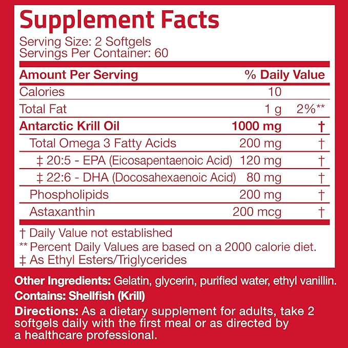 Bronson Antarctic Krill Oil 1000 mg with Omega-3s EPA DHA Astaxanthin and Phospholipids 120 Softgels