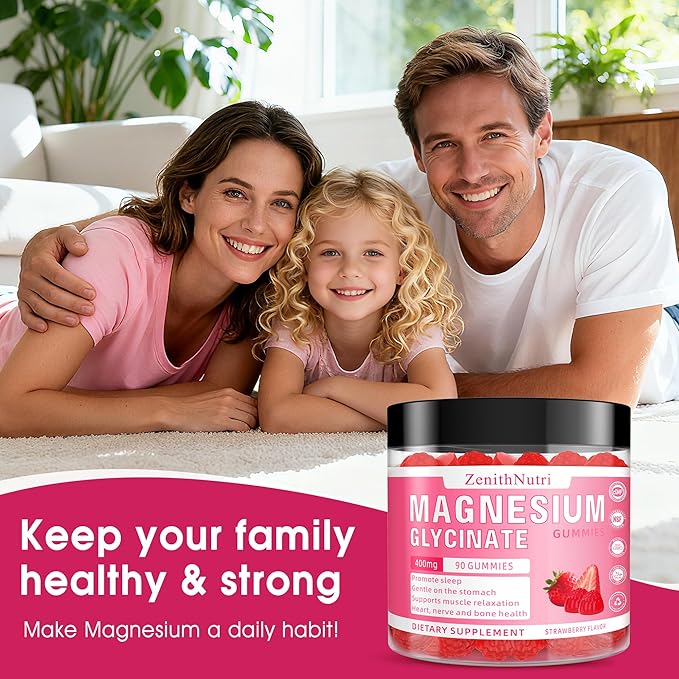 Magnesium Glycinate Gummies 400 mg with AshwagandhaMagnesium Malate &amp L-Theanine for Women Men &amp Kids AdultsChewable Complex Supplements for SleepCalmNervesHeartMuscles90 Count