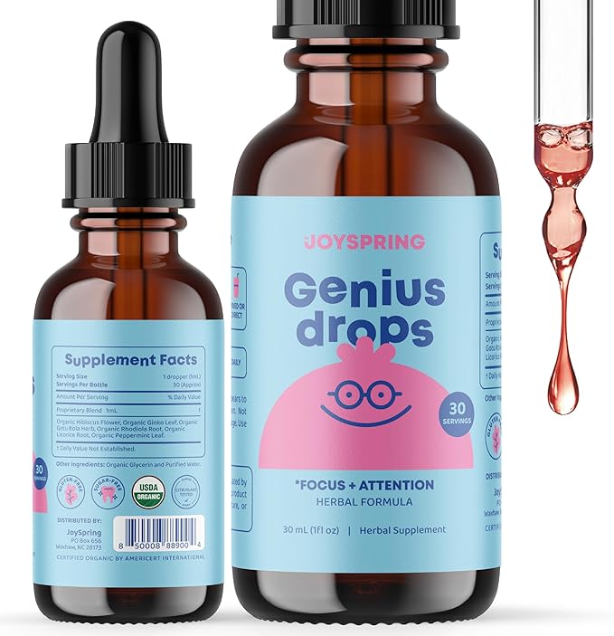 JoySpring Liquid Toddler Multivitamin with Burdock Root &amp Elderberry for Immune Support Liquid Melatonin for Sleep and Focus &amp Attention Supplement for Healthy Brain Function