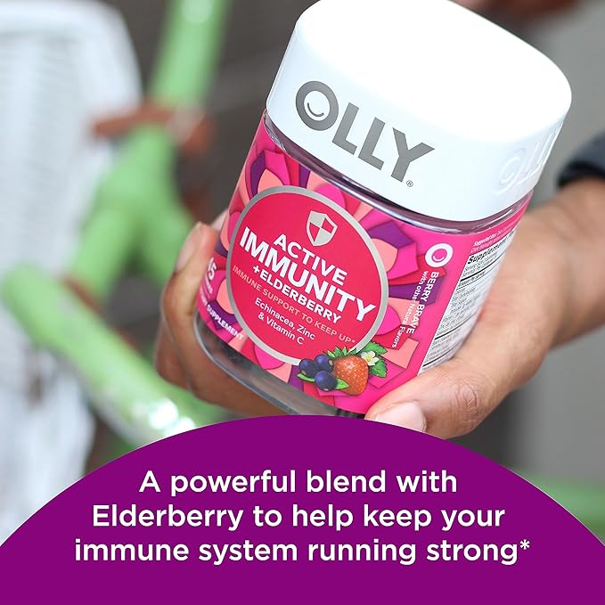 OLLY Fiber Gummy Rings 50ct &amp Active Immunity+Elderberry Gummies 45ct Berry Flavors Digestive &amp Immune Support