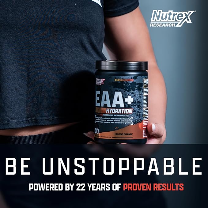 Nutrex Research EAA Hydration | EAAs + BCAAs Powder | Muscle Recovery Strength Muscle Building Endurance | 8G Essential Amino Acids + Electrolytes | Blood Orange Flavor 30 Serving