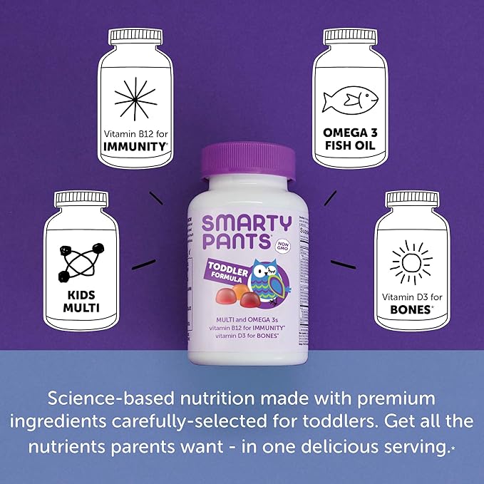 SmartyPants Toddler Multivitamin Gummies: Omega 3 Fish Oil (EPA/DHA) Vitamin D3 C Vitamin B12 B6 &amp Women's Multivitamin Gummies: Omega 3 Fish Oil (EPA/DHA) Methylfolate CoQ10 Vitamin D