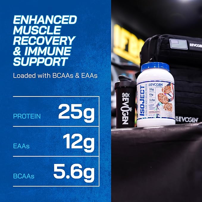 Evogen Isoject - Whey Protein Isolate | Ultra-Pure Whey Protein Powder with Ignitor Enzymes BCAAs and EAAs | Enhanced Absorption &amp Recovery | Oatmeal Cookie | 25 Servings