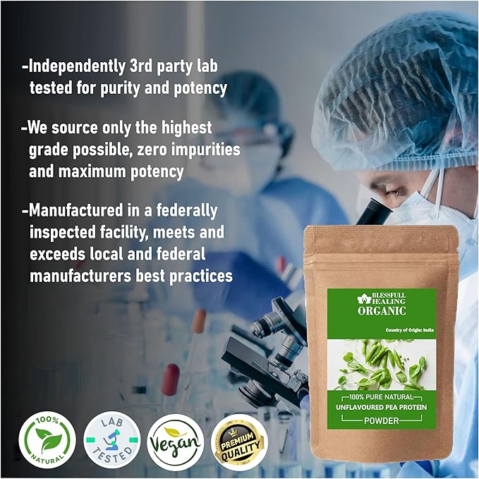 Organic Unflavoured Pea Protien Powder 100% Pure Natural 300 Gram / 10.58 oz