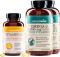 NatureWise [1] Vitamin D3 1000iu + Organic Olive Oil - 360 Mini Softgels[360-Day Supply] + (Pack of 2) Omega3 Fish Oil 1000mg + Vitamin E - Wild-Caught - 360 Softgels[180-Day Supply]