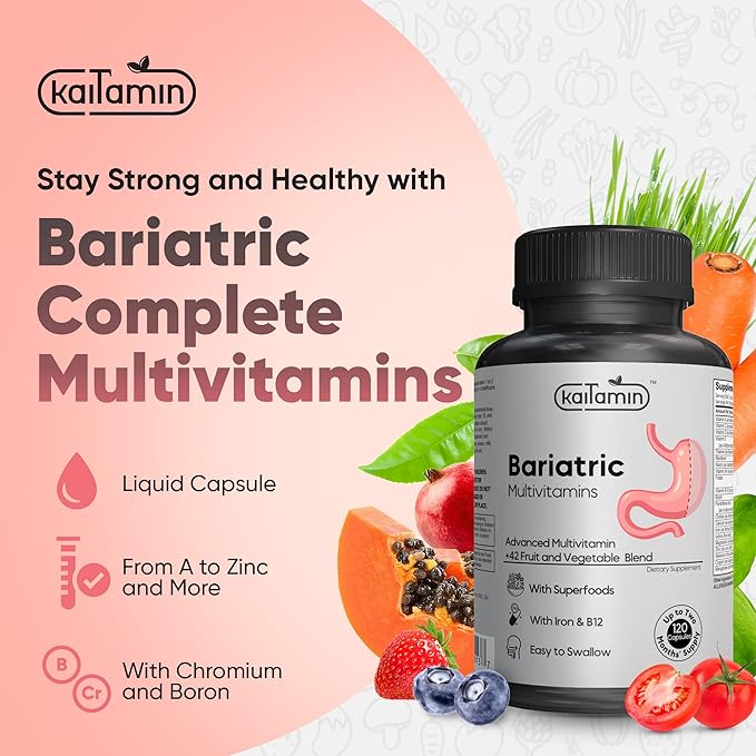Bariatric Multivitamin with Iron for Post-Bariatric Sugery + Nootropic Vitamin Brain Matrix- Ginkgo Biloba for Memory Focus &amp Aging Support (Bundle)