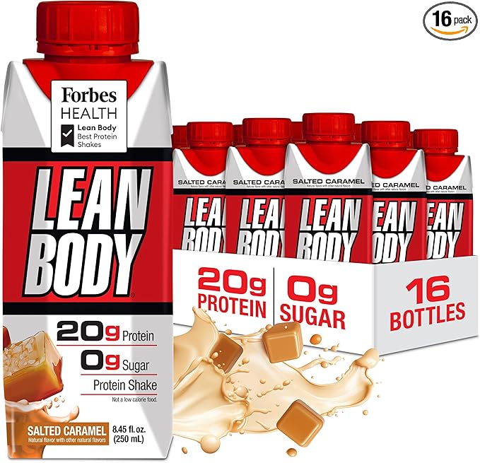 LABRADA NUTRITION - Lean Body RTD Whey Protein Shake Convenient On-The-Go Meal Replacement Shake for Men &amp Women 20 grams of Protein – Zero Sugar Lactose &amp Gluten Free Salted Caramel (Pack