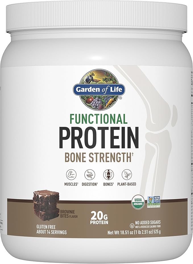 Garden of Life Organic Vegan Protein Powder 20g Plant Based Protein with Calcium D3 K2 MK-7 &amp Magnesium for Bone Strength Prebiotics &amp Probiotics for Digestion Brownie Bites Flavor 14 Se