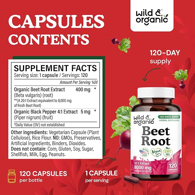 Wild &amp Organic Grape Seed Extract 120 Capsules &amp Beet Root 120 Capsules